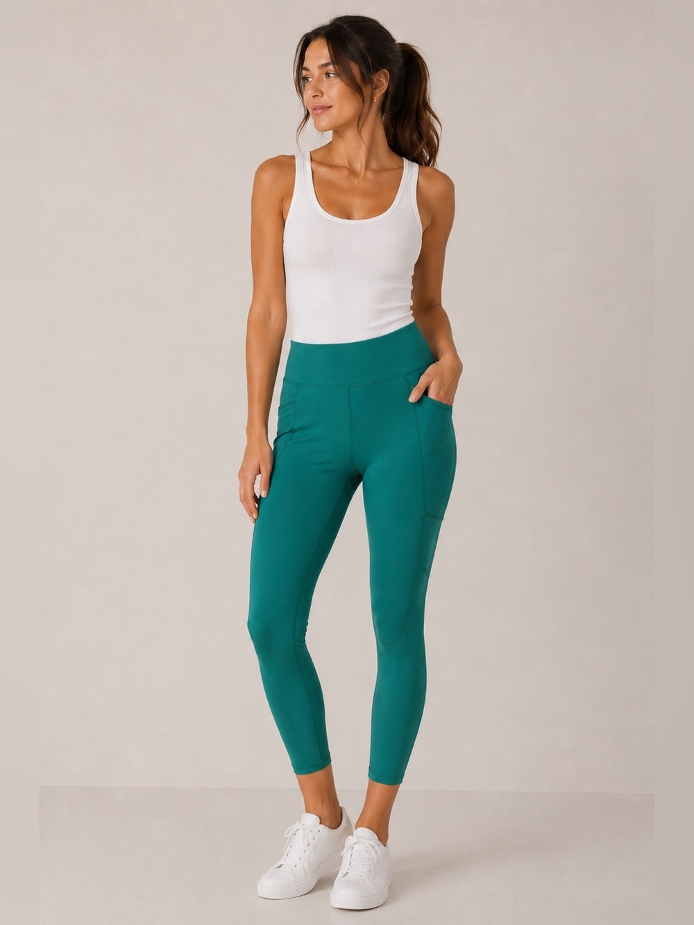 NWT Threads 4 Thought ReActive Pocket High-Rise 7/8 Leggings Green Size Large